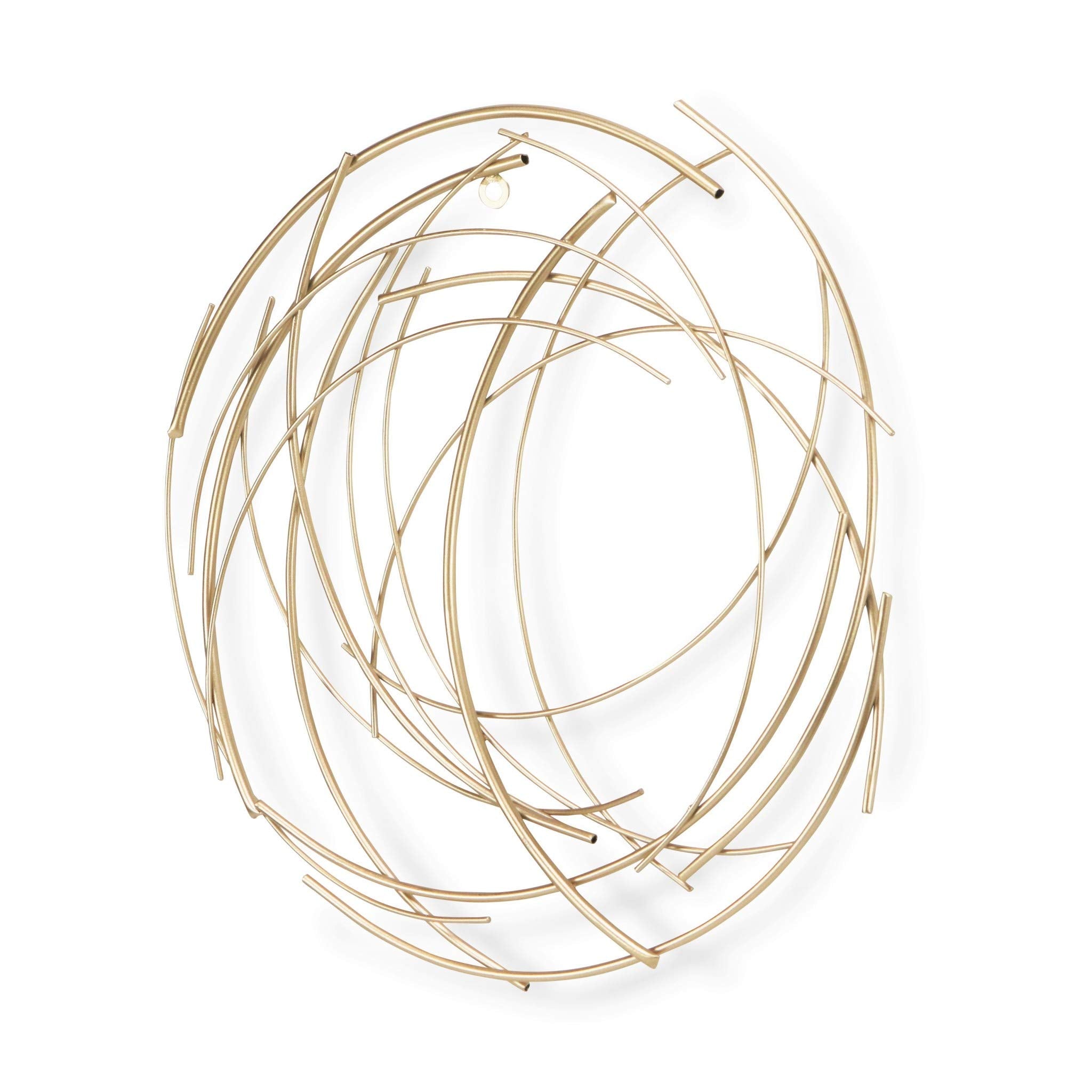 HomeRoots 26' Gold Metal Abstract Round Hanging Wall Art Decor