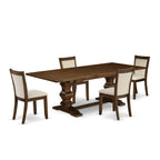 East West Furniture Lamz5-N8-32 5 Piece Dining Table Set Includes A Rectangle Kitchen Table With Removable Leaf And 4 Light Beige Linen Fabric Upholstered Chairs, 42X92 Inch, Walnut