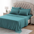 Sleep Zone Nanotex Super Soft Cooling King Bed Sheets Set 4 Piece - Easy Care Fitted Flat Sheet & Pillowcase Sets - Wrinkle Free, Fade Resistant, Deep Pocket 16' (Teal, King)