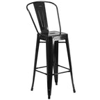 Flash Furniture Nichols Commercial Grade 24" Round Black Metal Indoor-Outdoor Bar Table Set With 2 Cafe Stools