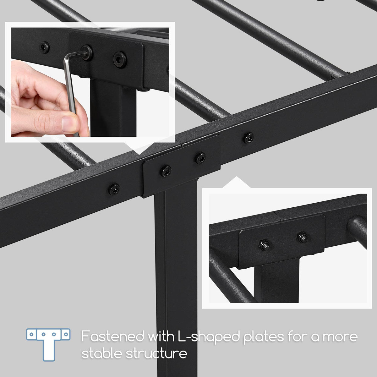 Yaheetech Twin Xl Bed Frames Metal Platform Bed With Headboard And Footboard No Box Spring Needed Easy Assembly,Ground Clearance: 12.6''/Black/Twin Xl Bed