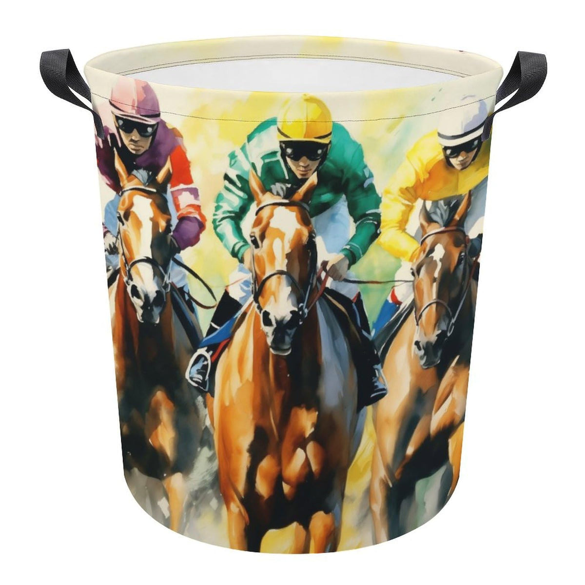 Horse Racing Equestrian Enthusiasts Large Laundry Basket Laundry Hamper Bag Washing Bin Collapsible Tall With Handles Travel Bat