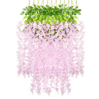 12 Pack Pink Wisteria Hanging Flowers Garland, 3.77 Feet Pink Artificial Wisteria Flower Vines, Fake Pink Wisteria, Pink Flower 
