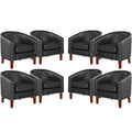 Prilinex Comfy Barrel Accent Chair Set Of 8 - Faux Leather Living Room Chair Club Chair With Cushion, Diamond Grid Backrest & Na