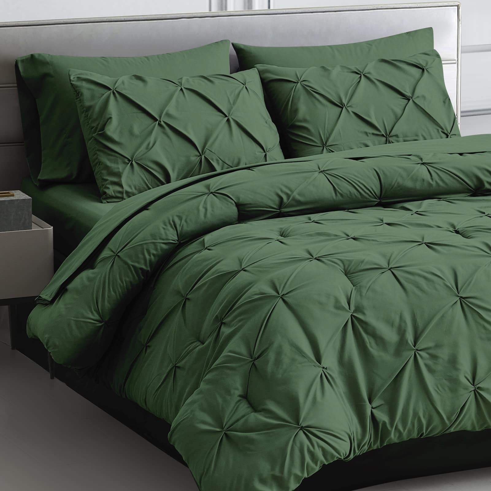 Maple&Stone Queen Comforter Set - 7 Pieces Pintuck Bed In A Bag Queen - Comforters Queen Size - Comforter Set With Sheets, Comfo