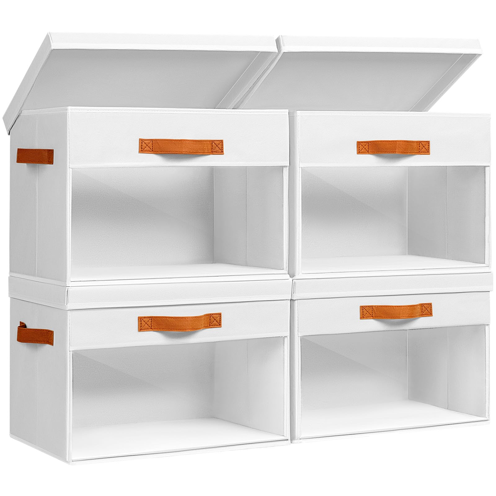 Homsorout Large Storage Bins with Lids - 4 Pack Foldable Decorative Organizers with Clear Windows & Handles, Cube Storage Organi