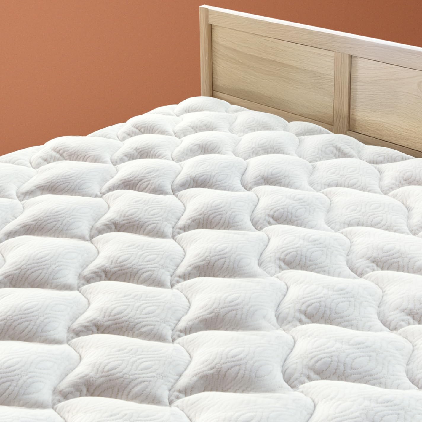 Viscosoft Copper Pillow Top King Mattress Pad - Soft Overstuffed Premium Cloud-Like Support - Quilted Fiberfilled Mattress Toppe