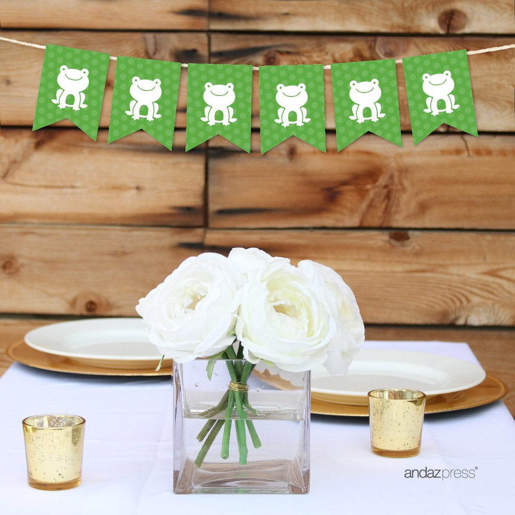 Andaz Press Hanging Pennant Party Banner With String, Frog, 9-Feet, 1-Set, Decor Paper Decorations, Includes String