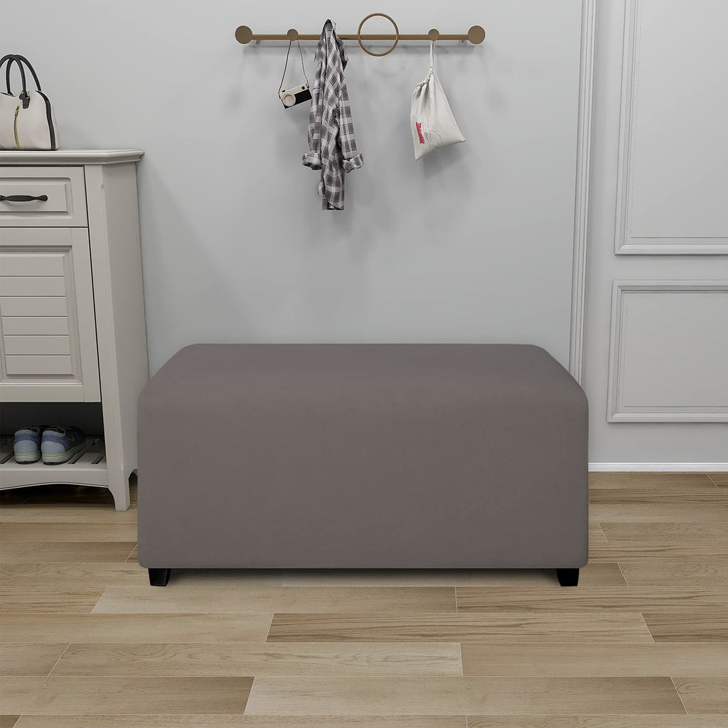 Purefit Super Stretch Soft Form Fit Ottoman Cover Rectangle - Ottoman Slipcovers For Foot Stool & Folding Storage Furniture For Living Room With Nonslip Elastic Bottom (Small, Taupe)