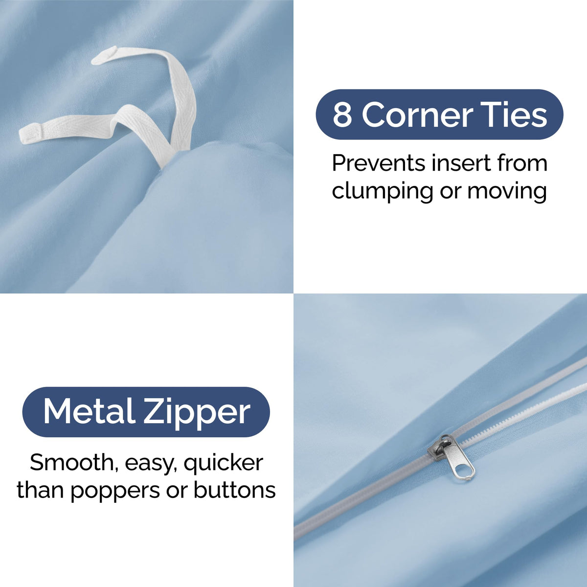 Duvet Cover Queen Size Set - Extra Soft Queen Size Duvet Cover - 90' X 90' Queen Duvet Cover W/ 2 Pillow Shams - Easy Care & Fade Free - Hotel Luxury Duvet Cover W/ Zipper Closures & Ties (Sky Blue)