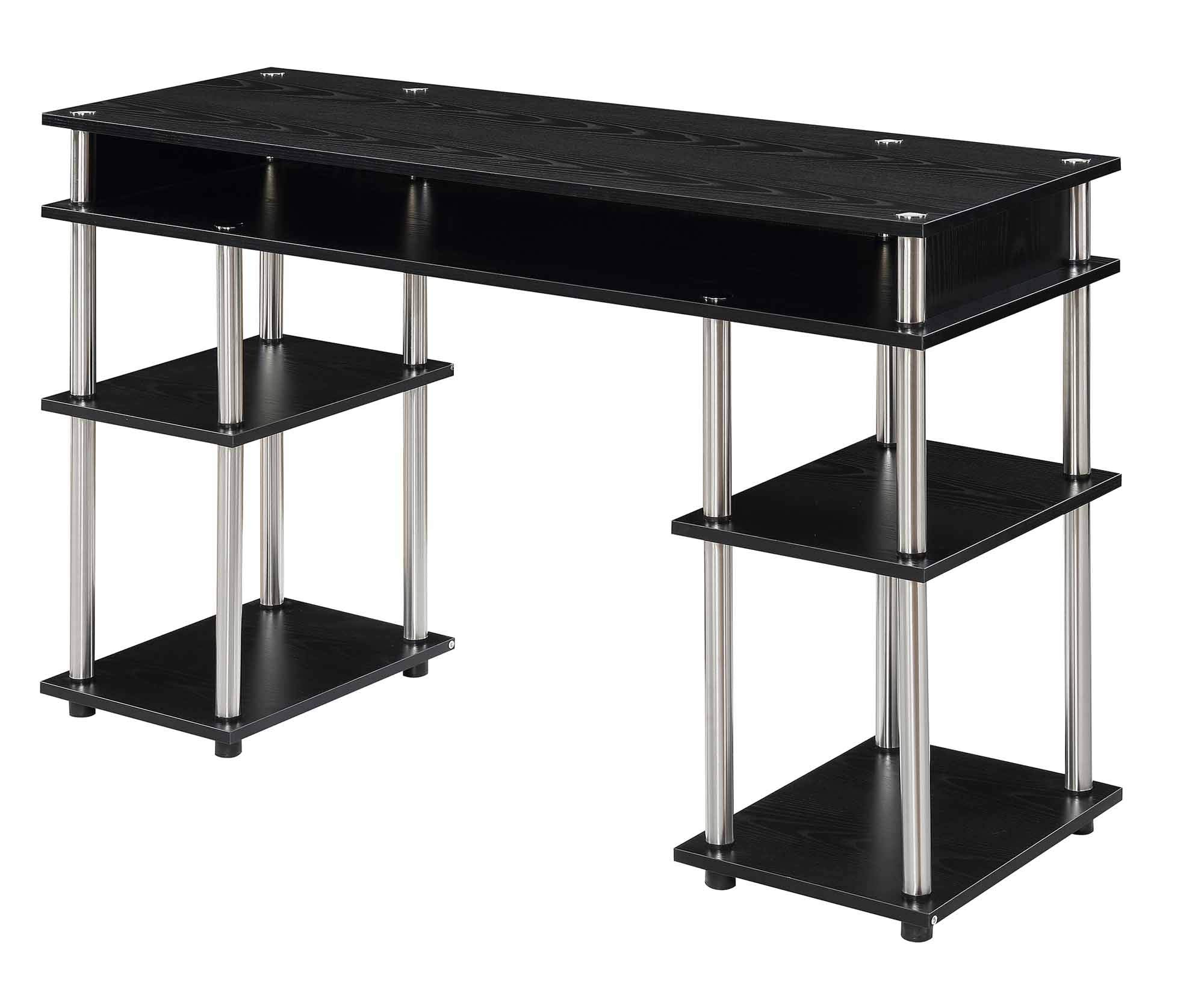 Convenience Concepts Designs2Go No Tools Student Desk 47.25 - Contemporary Office, Dorm Room Desk and Vanity with Storage Shelve