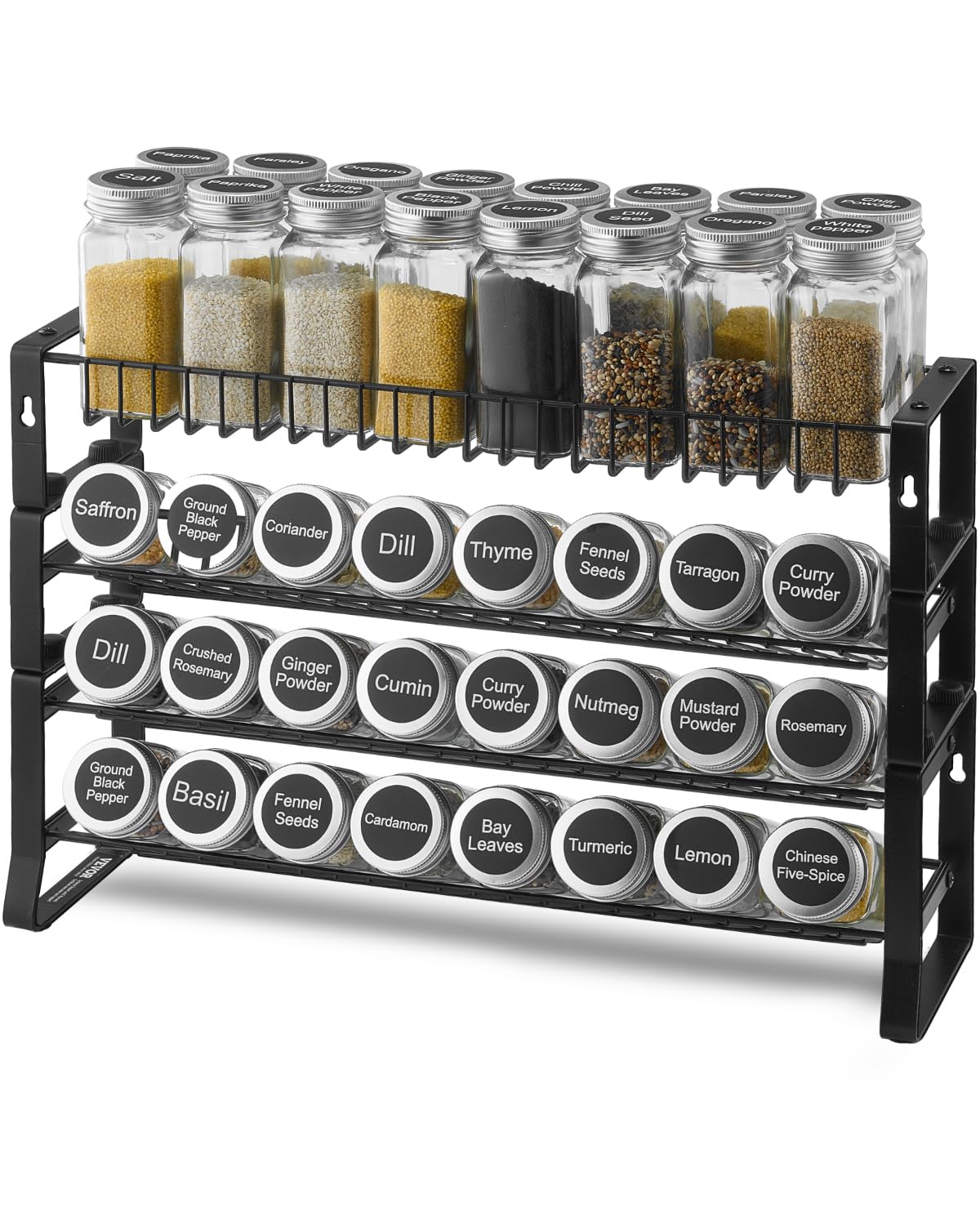 VEVOR Detachable Spice Rack Organizer for Cabinet, 4 Tie Stackable Seasoning Organizer, Spice Jars Kitchen Storage for Counterto