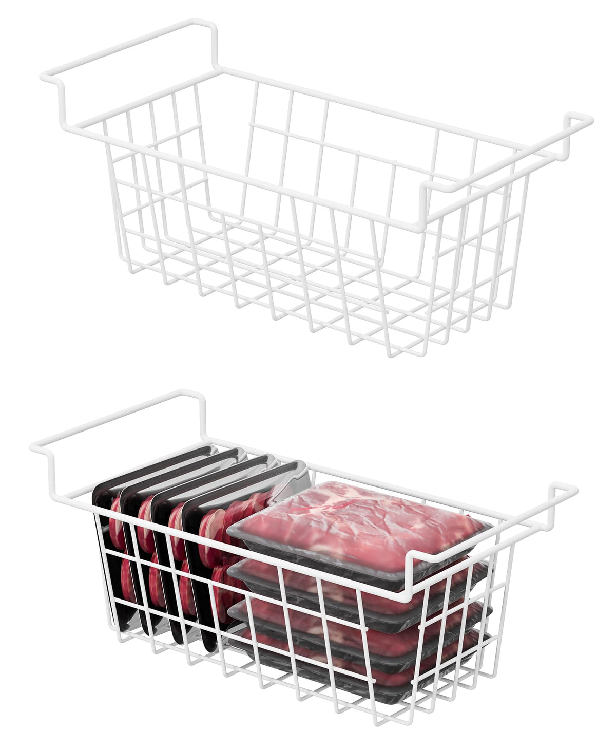 SANNO Chest Freezer Baskets, Deep Freezer Organizer Bins Sturdy Metal Wire Freezer Organizer for Home Kitchen, 17.5in
