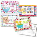 Silly Food-Themed Puns Happy Valentine'S Day Blank Postcards To Send To Friends & Family, 4'X6' Fill In Notecards (4 Different