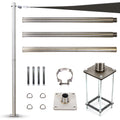 Shademart 12 Ft Stainless Steel Pole With Reinforced Base Frame, Base Plate & Height - Adjustable Mounting Clamp - Easy Installa