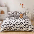 CLOTHKNOW Black White Comforter Set Full 3Pcs Shaped Bedding Comforter Sets Kawaii Love Comforter Full Size Black White Comforte