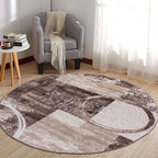 Rugshop Contemporary Abstract Circle Design Soft Area Rug 6' 6'' Round Brown