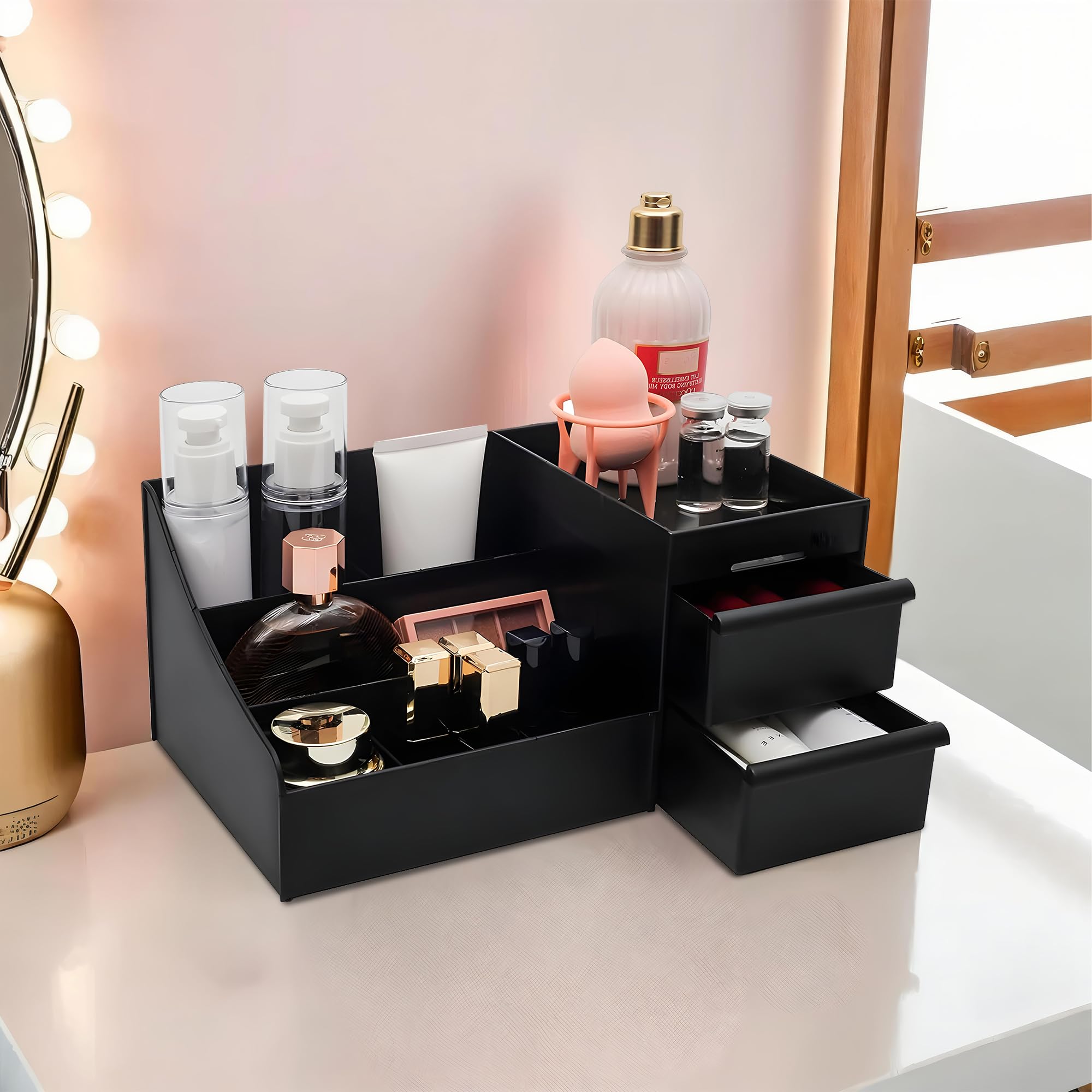 Kuber Industries Multipurpose Plastic Drawer Travel Storage Organizer | Aesthetic Desk Stationary Item & Jewellery Holder For Ho