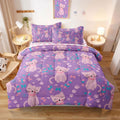 Sirdo 5 Piece Girls Cat Comforter Set Twin Size Bed In A Bag Pink Cute Cartoon Cats Bedding Set For Kids Teens (1 Comforter, 1 F