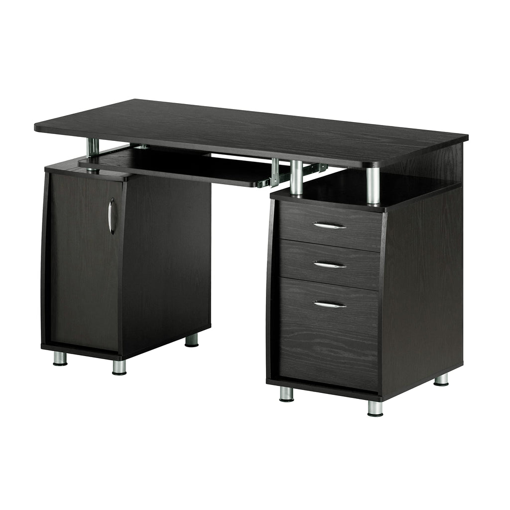 Techni Mobili 47.25" Ergonomic Computer Drawers & File Cabinet for Home Office Storage, Espresso Writing Desk, ONE Size