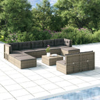 vidaXL Patio Furniture Set 10 Piece, Outdoor Loveseat with Cushions, Patio Lounge Set for Outdoor Garden Lawn Backyard, Gray Poly Rattan