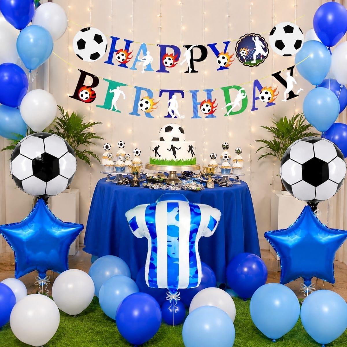 FI  FLICK IN 56 Pcs Football Theme Birthday Decoration Kit for Kids Party Celebration.