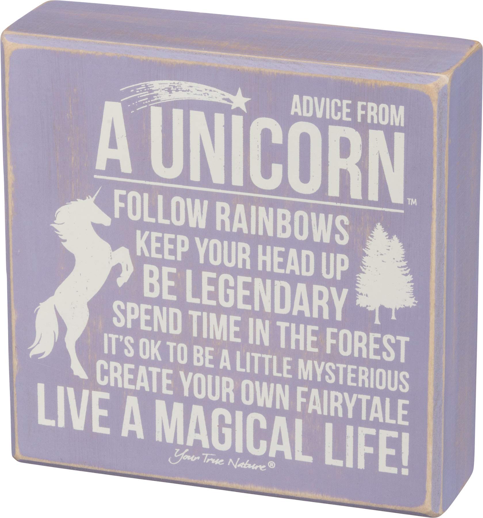 Primitives by Kathy Classic Box Sign, Advice from A Unicorn