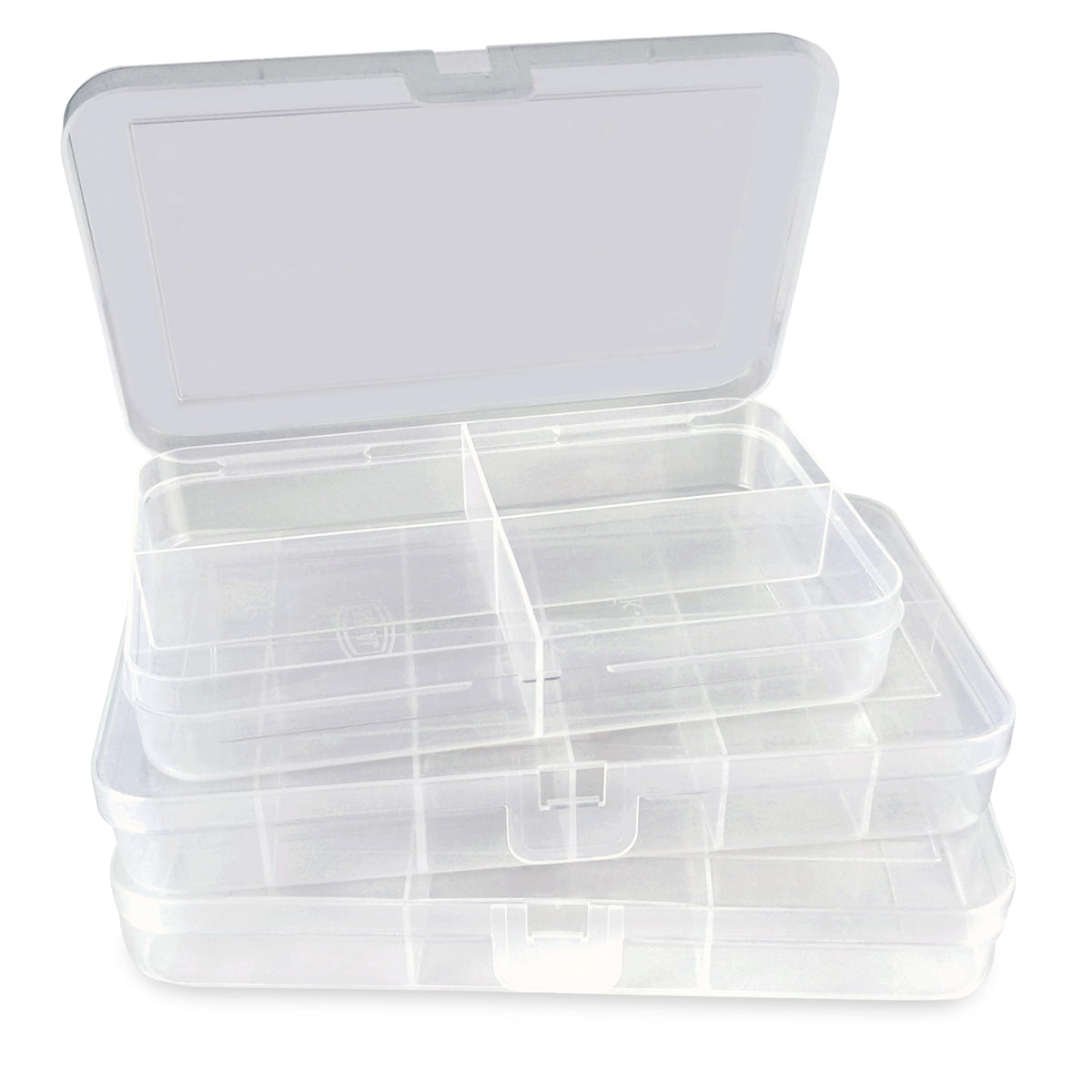 True Flair Jewellery Organizer Plastic Storage Boxes | Make Up Organizer Box With Partition Compartments Of 4/6/12 | Transparent