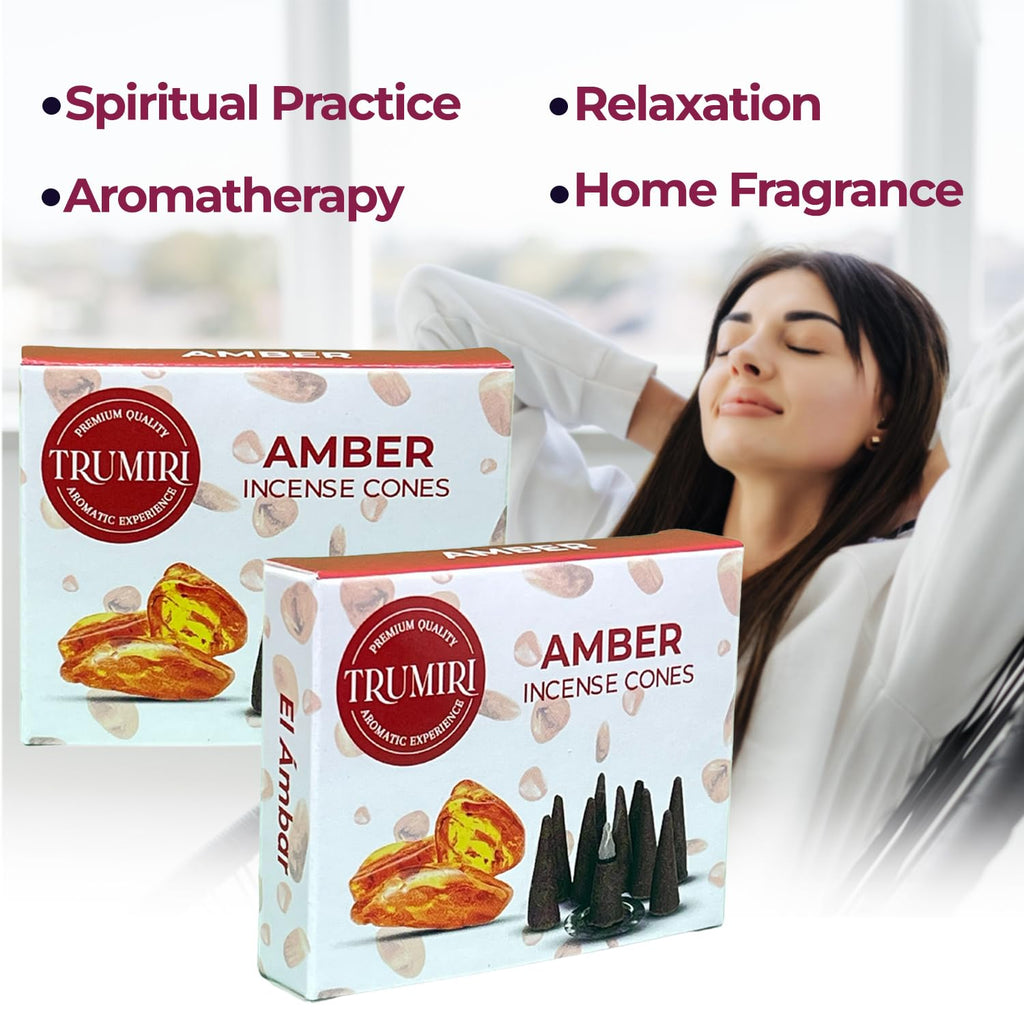 Amber Incense Cones - Total 20 Cone Incense - Dual Pack Of 10 Insence Cones - Incense Cones Scented - Cone Incense Scents - Inse