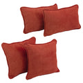 Blazing Needles Corded Microsuede Throw Pillow Set, Cardinal Red 4 Count
