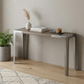 63 Light Gray and Nickel Wood and Stainless Steel Console Table