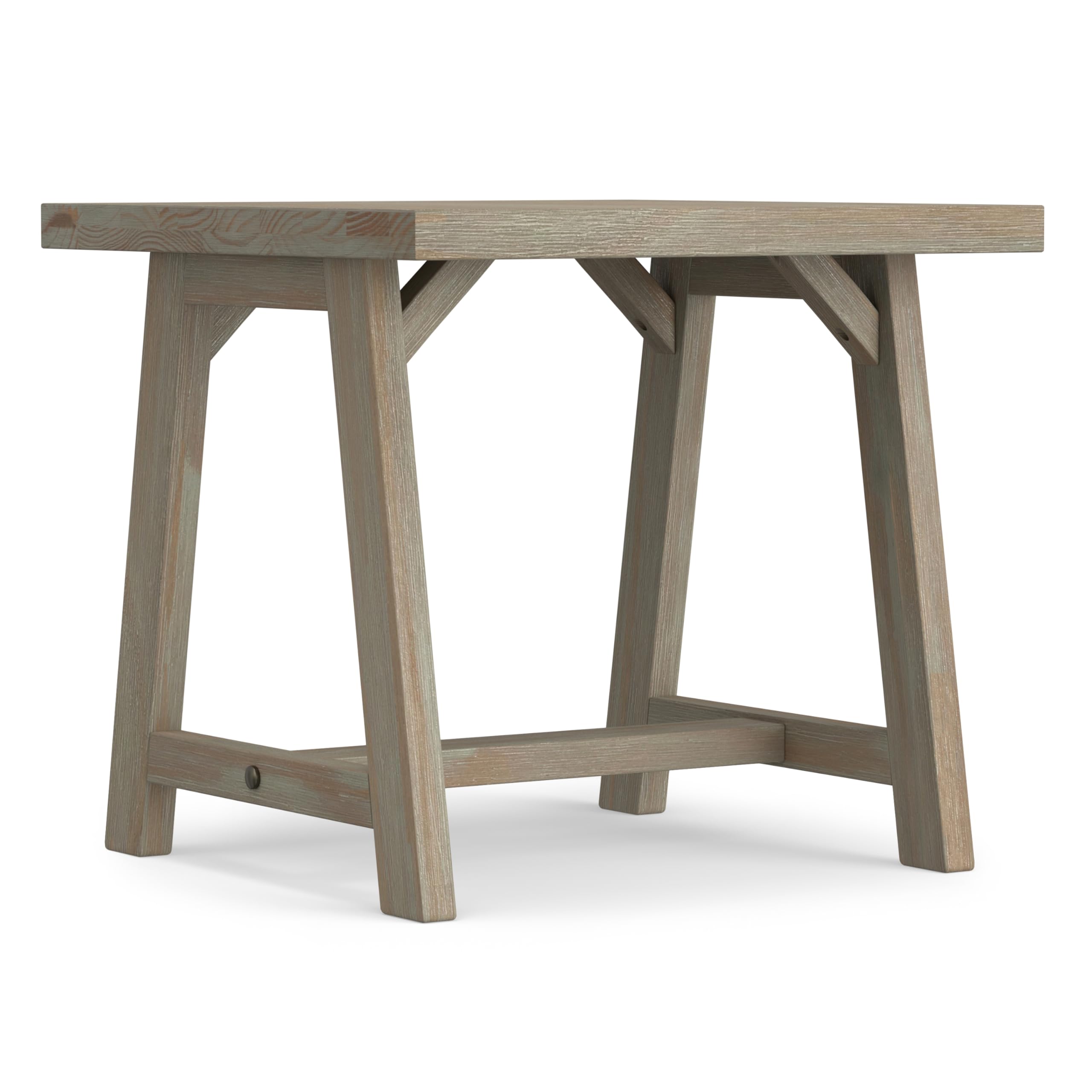 SIMPLIHOME Sawhorse SOLID WOOD 22 inch Wide Square Modern Industrial End Side Table in Distressed Grey for the Living Room and B