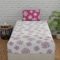 Huesland By Ahmedabad Cotton 144 Tc Single Bedsheet Pure Cotton With 1 Pillow Cover  White & Mauve