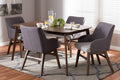 Baxton Studio Monte Midcentury Modern Walnut Wood Rectangular 5Piece Dining Set