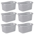 Sterilite Weave Laundry Basket, Freestanding Plastic Clothes Hamper with Handles, 6 Pack, Cement