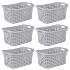 Sterilite Weave Laundry Basket, Freestanding Plastic Clothes Hamper with Handles, 6 Pack, Cement