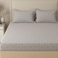 Huesland By Ahmedabad Cotton 210 Tc Cotton Bed Sheets For Double Set Bed With 2 Pillow Covers | Space Shift | Grey