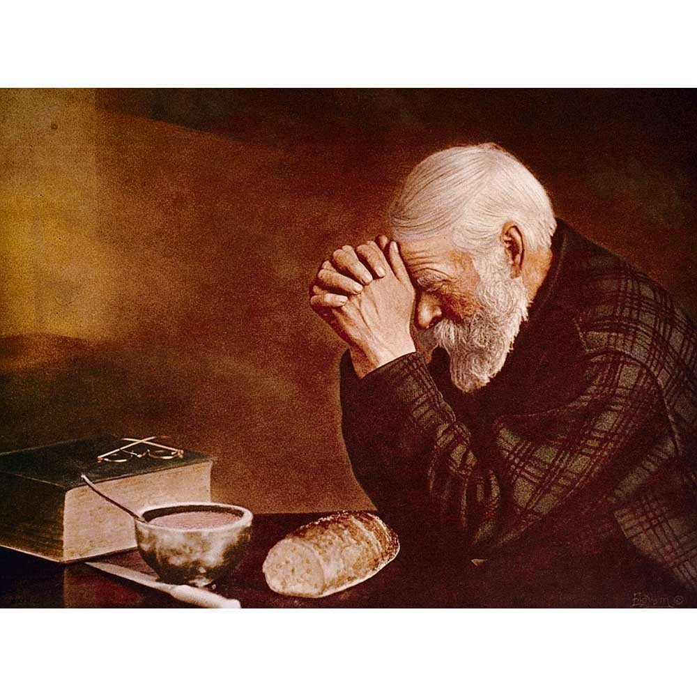 Dicksons Praying Wise Man with Bible and Lunch Golden Hue 7.5 x 10 Chipboard Wall Sign Plaque