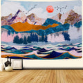 Senyyi Mountain And Sunset Tapestry Wall Hanging Forest Trees Tapestry Wave Art Tapestry Nature Landscape Home Decor For Room (7