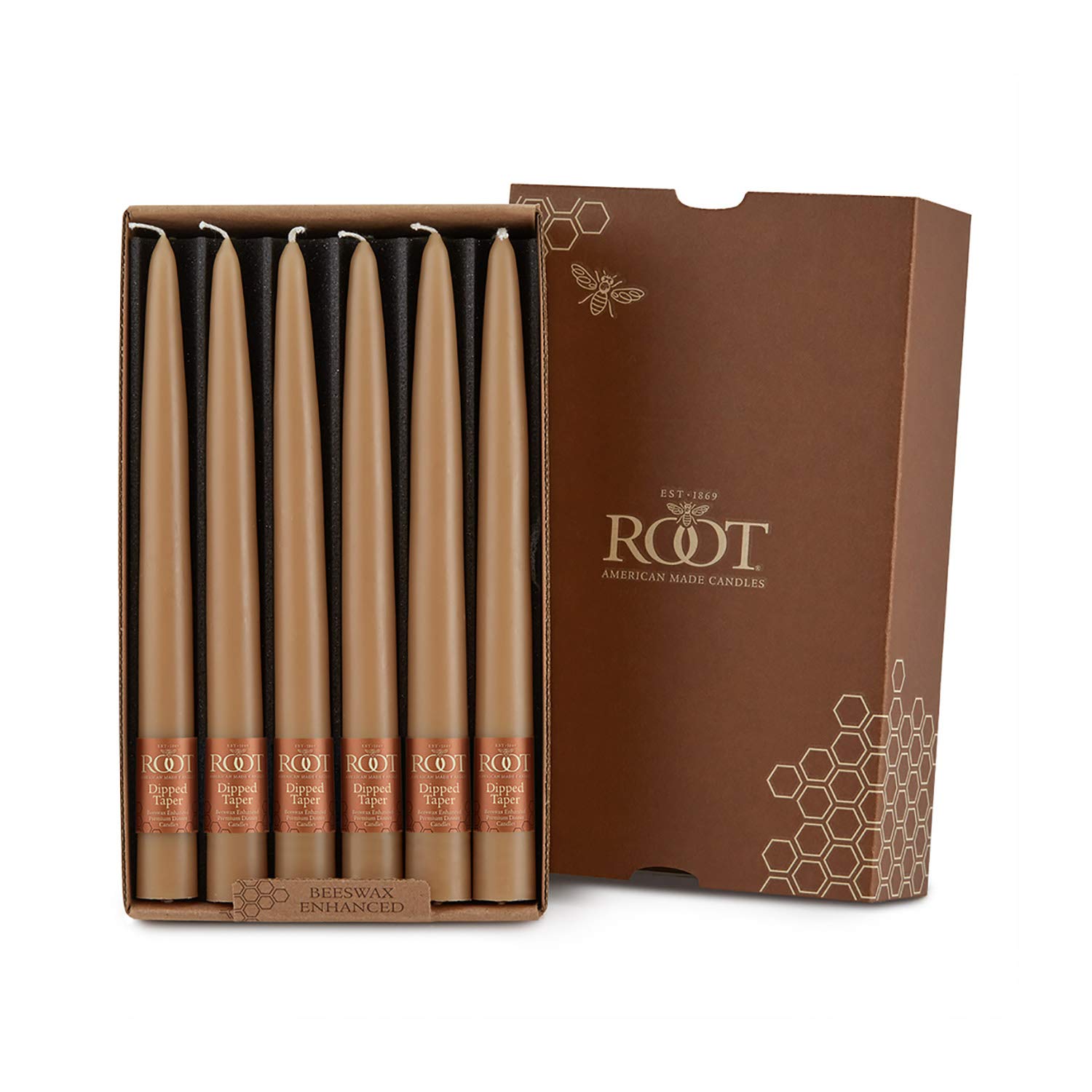 Root Candles 7925 Unscented Smooth Hand-Dipped 9-Inch Taper Candle, 12-Count, Beeswax