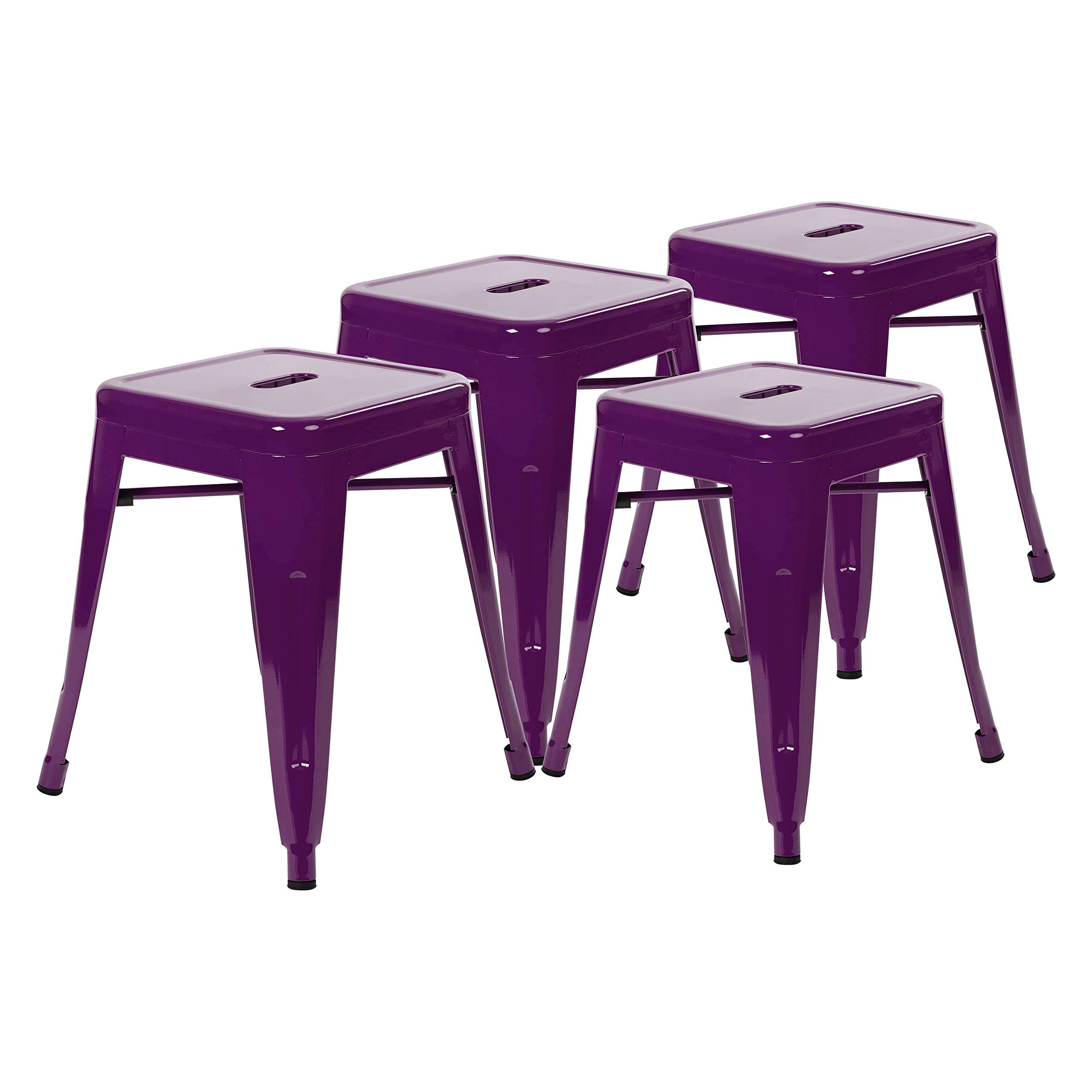 Flash Furniture Metal Dining Table Height Stool - Backless Purple Kai Commercial Grade Stool - 18 Inch Stackable Dining Chair - 