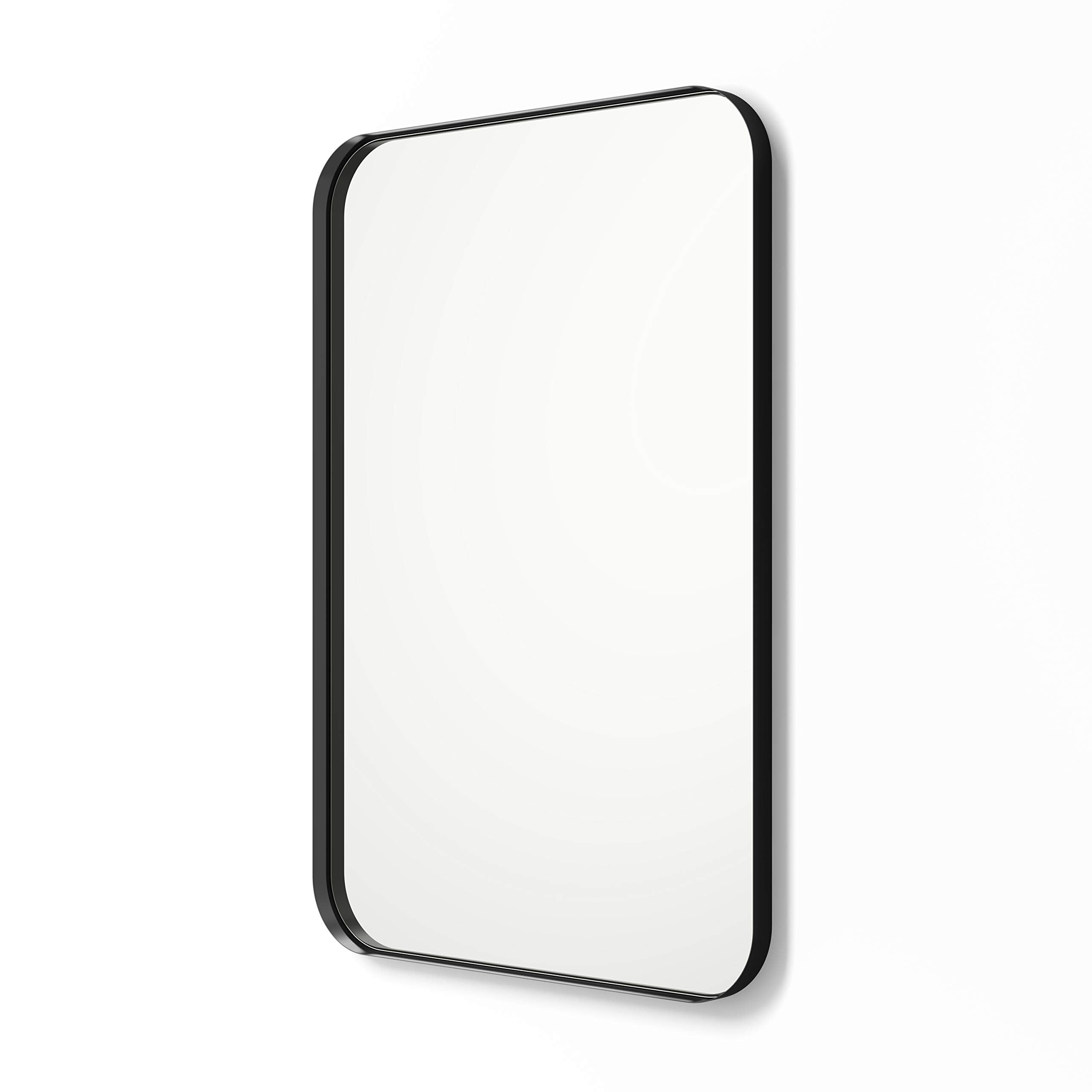 Better Bevel Wall Mirror | Bathroom Vanity Mirror | Black Metal Frame | 20 x 30 Rectangle