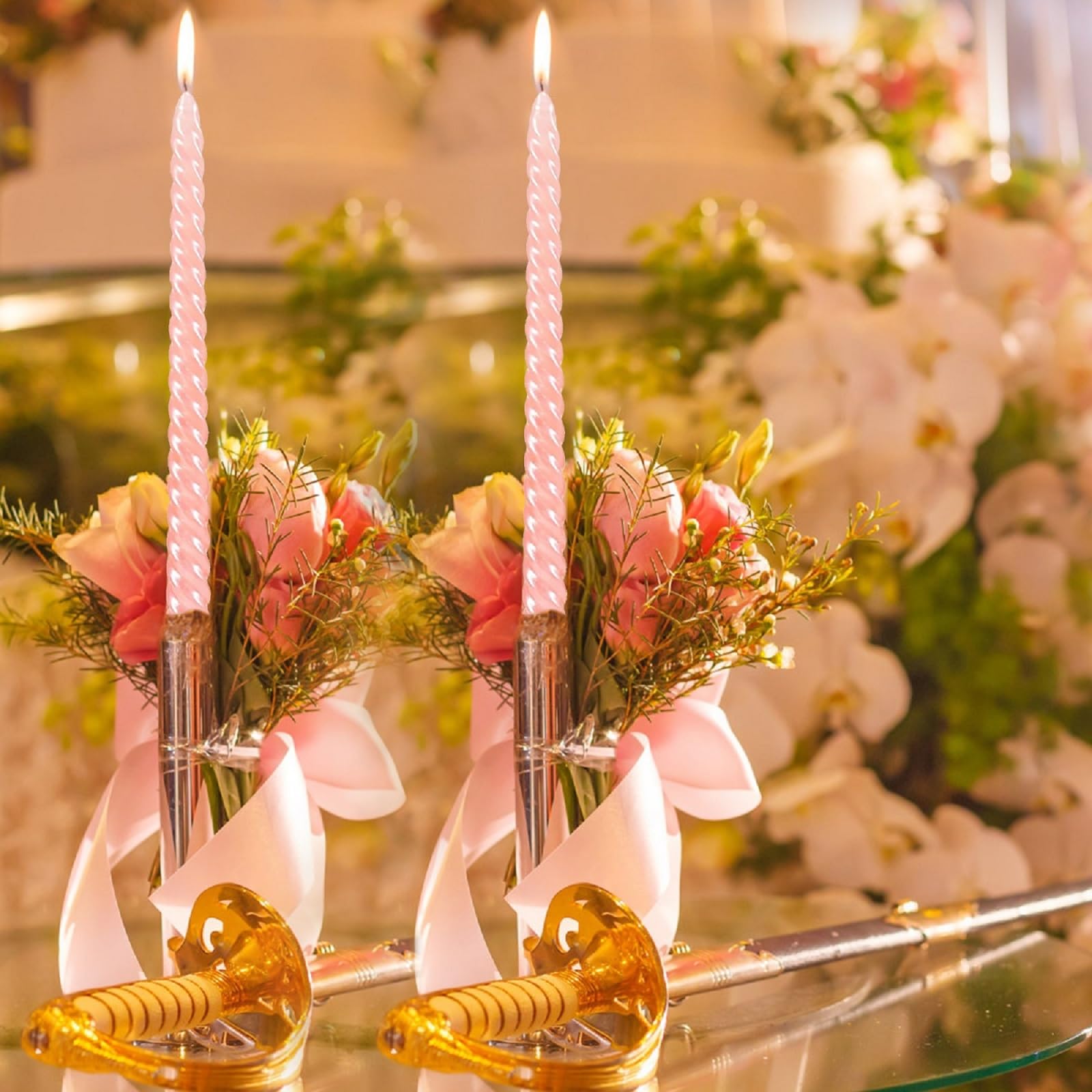 10 Inch Pink Taper Candle, Set Of 12,Tapered Candle Burn For 8 Hours, Long Candle Sticks,Tall Candlesticks, Taper Spiral Candles