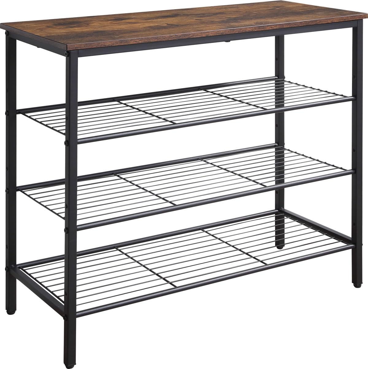 HQXING 4-Tier Shoe Rack Organizer, Metal Mesh Shoe Storage Shelf, for Entryway, Hallway, Closet, Dorm Room, Industrial, Rustic B