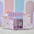 Olivias Little World Fantasy Care Doll Nursery 6-in-1 Unicorn Themed Baby Station with Cradle, Washer, High Chair, Sink & Closet