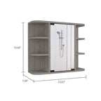 DEPOT E-SHOP Roma Mirrored Medicine Cabinet, Six External Shelves, Three Interior Shelves, Light Gray -Bathroom