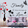 Family Letter Quotes Wall Stickers - Removable Vases & Murals for Living Room, Bedroom, Sofa Backdrop & TV Wall