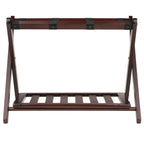 Ergode Wood Remy Luggage Rack with Lower Shelf - Sturdy Solid Wood, Cappuccino Finish, Foldable, Holds up to 75 lbs, Convenient Storage Solution