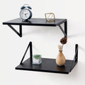 Axeman Deep Floating Shelves, 16W x 12D Black Floating Shelves for Wall, Wood Wall Shelves Set of 2, Large Floating Shelves Blac