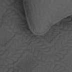 Easy-Going King Size Reversible Quilt Set With 1 Quilt And 2 Pillow Shams, Soft Bed Quilt Cover, Water Resistant Lightweight Microfiber Bedspread, Stain Resistant, Olive Leaf-Gray/Light Gray